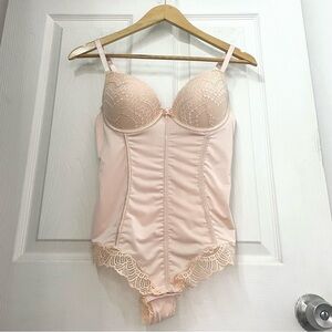 HUSH INTIMATES Blush Lace Bodysuit Shapewear Teddy Lingerie Coquette Size Large